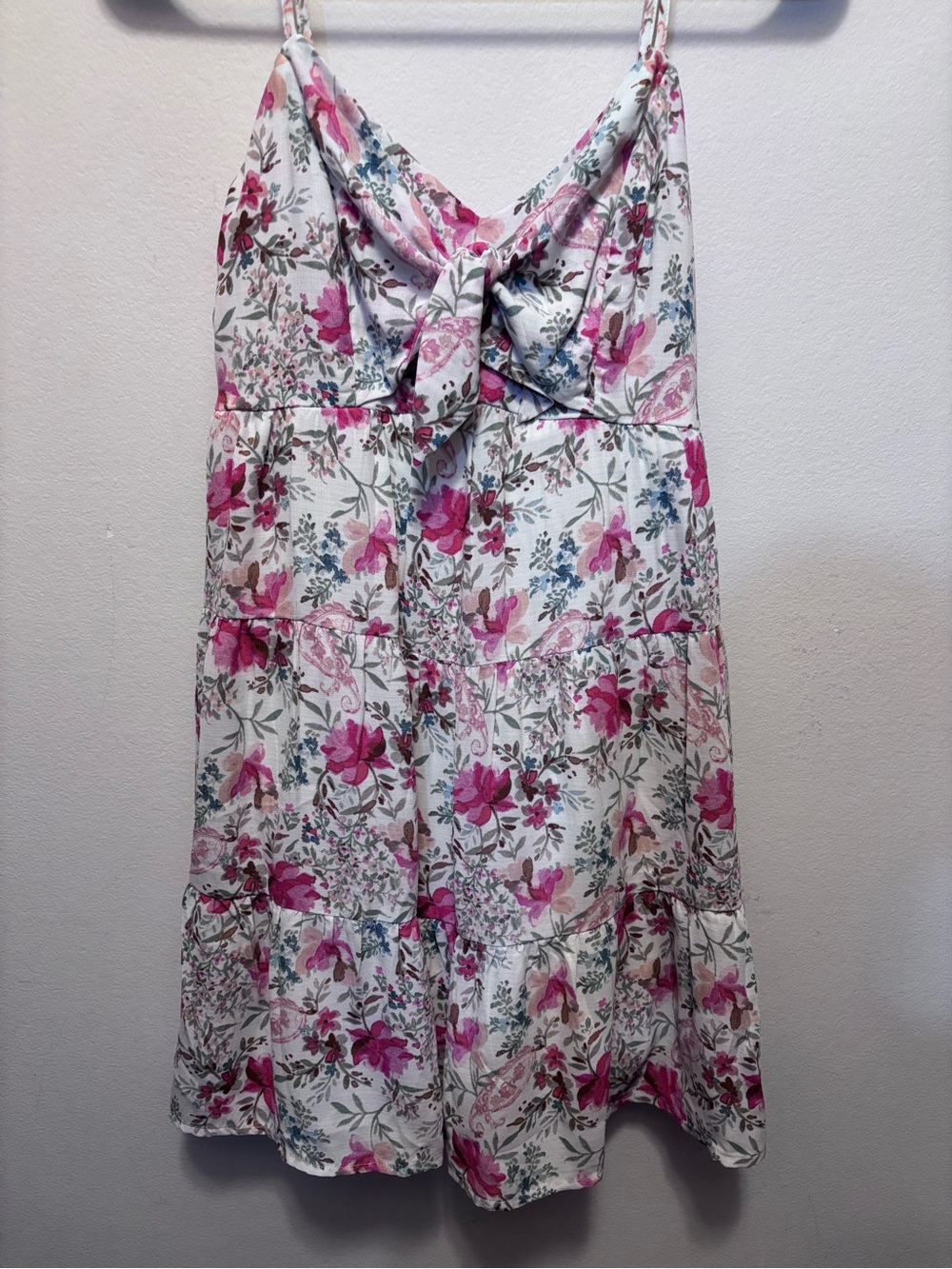 Trixxi Pink White Floral Tie-Front Mini Dress